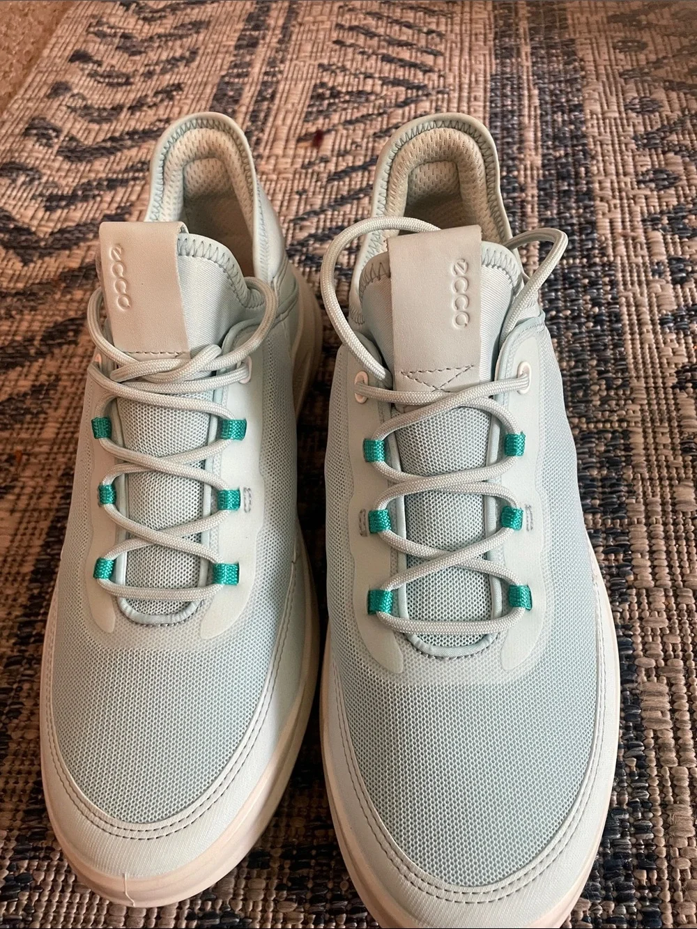 ECCO Women’s Lace-Up Sneakers in Mint with Teal Accents